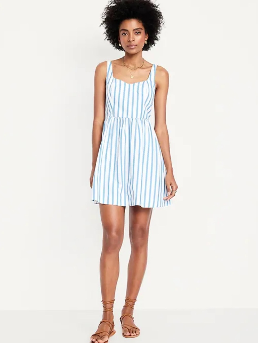 OLD NAVY Striped Cotton Mini Dress Medium Summer Beach Coastal Sundress Nautical
